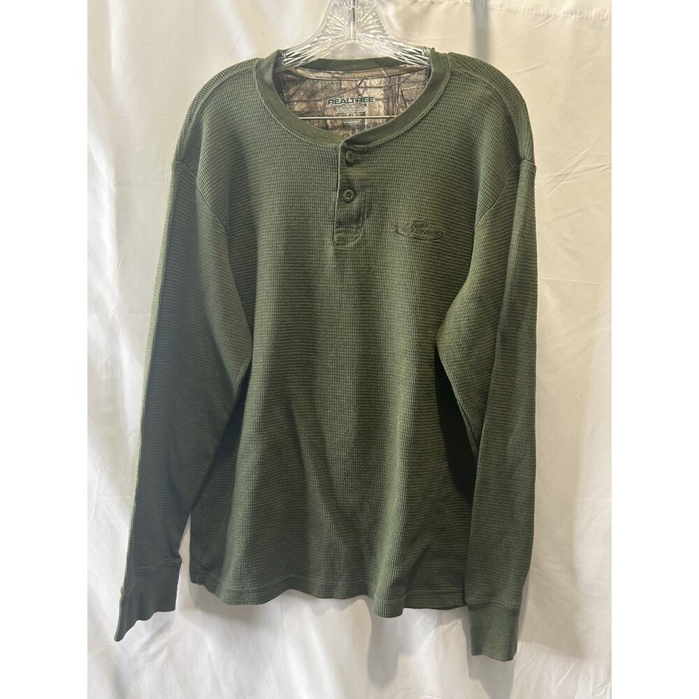 Men’s RealTree Rustic Ridge Long Sleeve Top Green Camouflage print Size XL